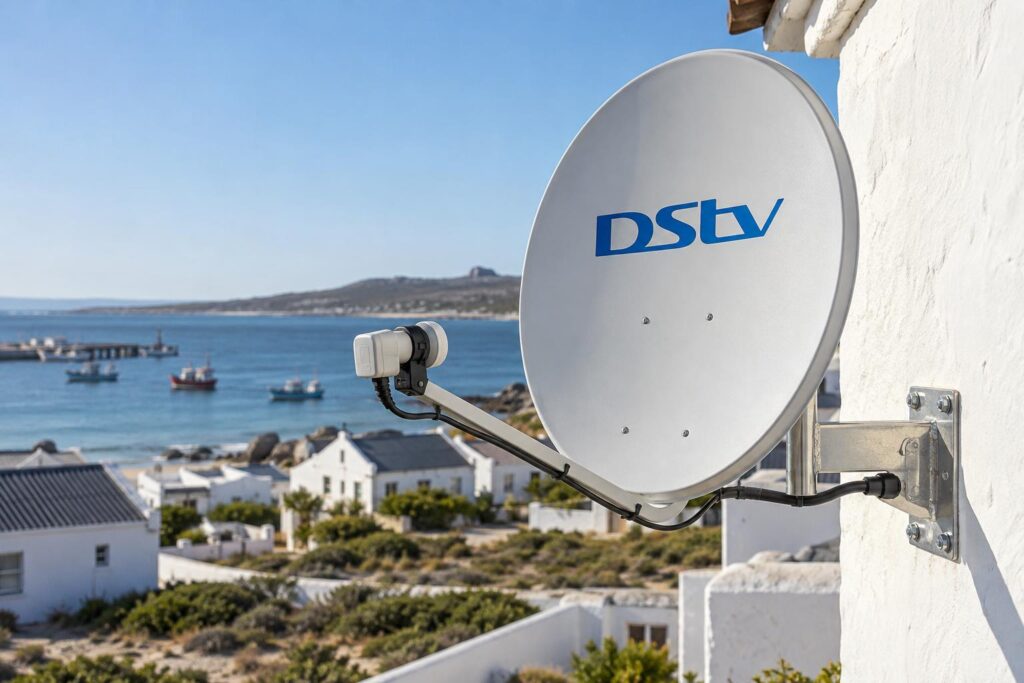 Coastal DStv dish with sealed fittings that add to the DStv decoder price