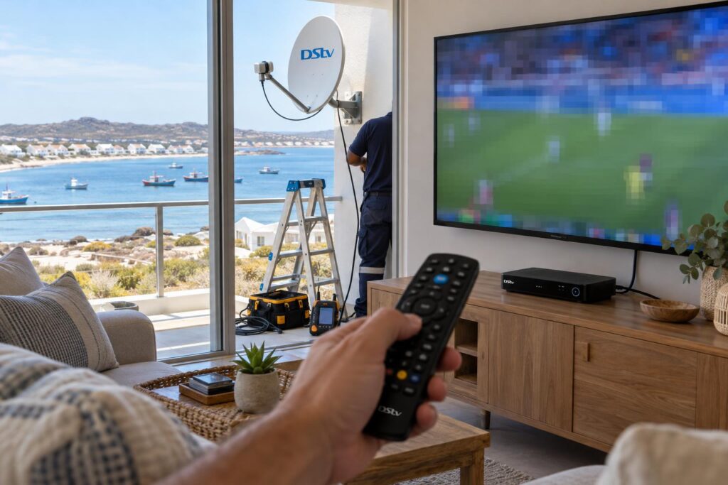 TV showing a pixelated image as a sign of DStv picture freezing at home